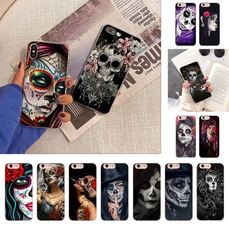 

Mexican Skull Girl Phone Case for iPhone 11 12 13 mini pro XS MAX 8 7 6 6S Plus X 5S SE 2020 XR case
