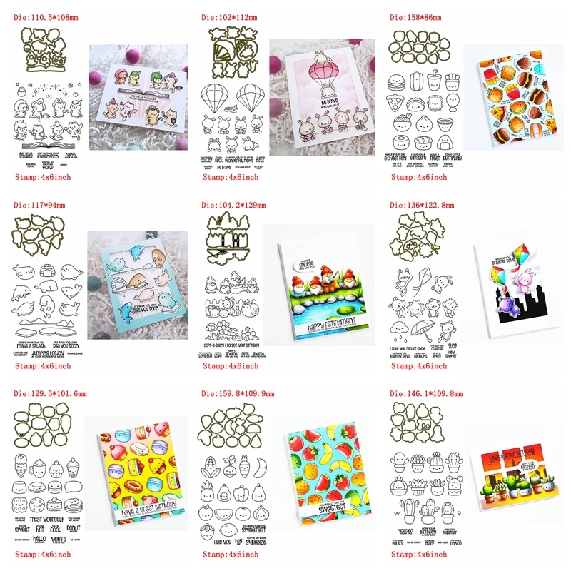 Новый дизайн прозрачные штампы с изображением животных пищевых растений режущие