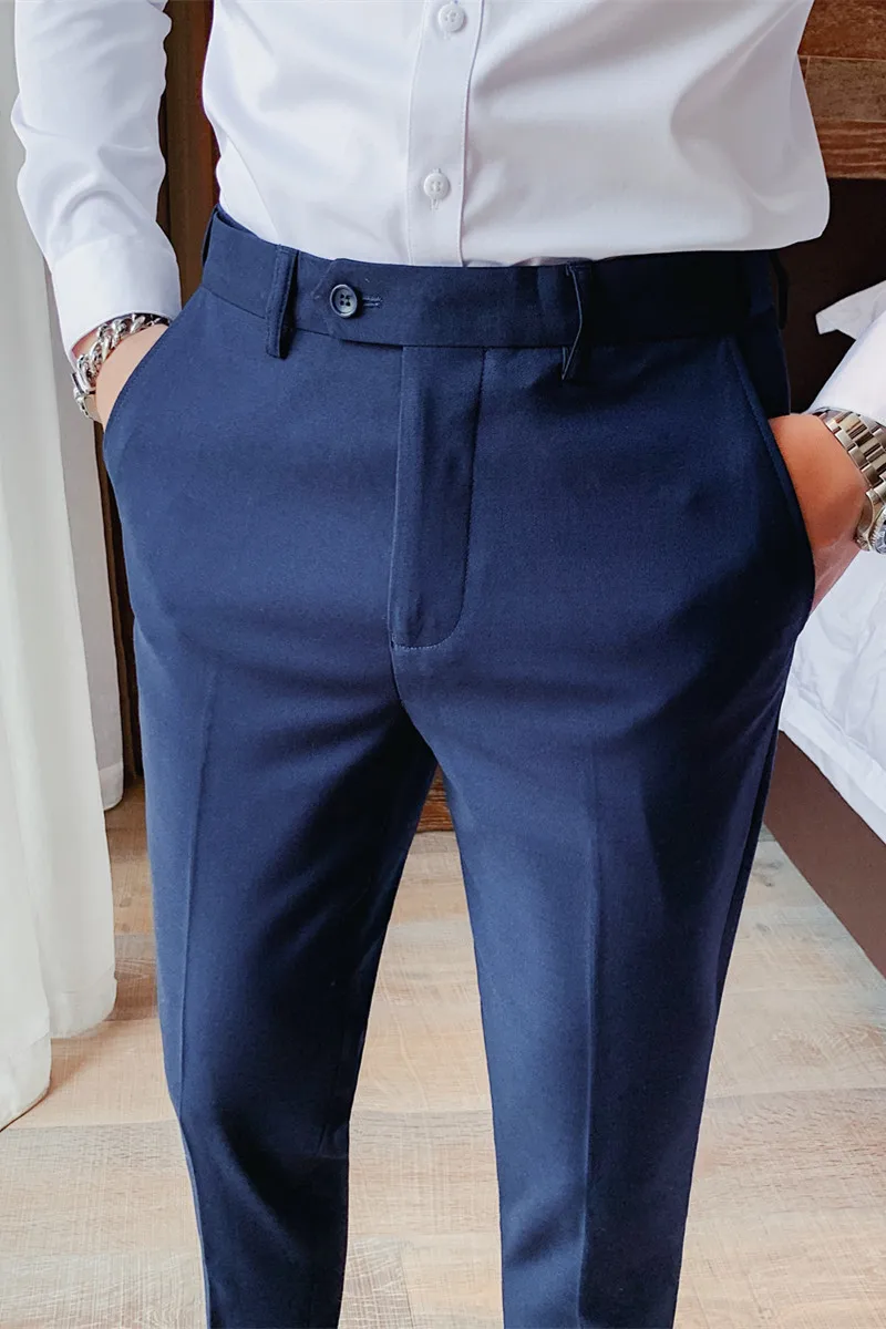 

Men Business Solid Dress Pants 2021 Autumn Office Casual Suit Pants Slim Wedding Streetwear Trousers Pantalon Homme Classique