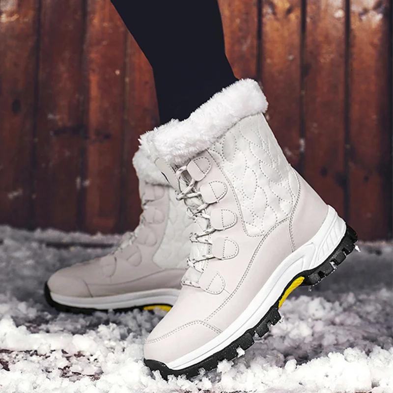 

Women Winter Boots 2021 Women Snow Boots Warm Fur Winter Shoes Non-slip Lace Up Snow Boots For -40 Degrees
