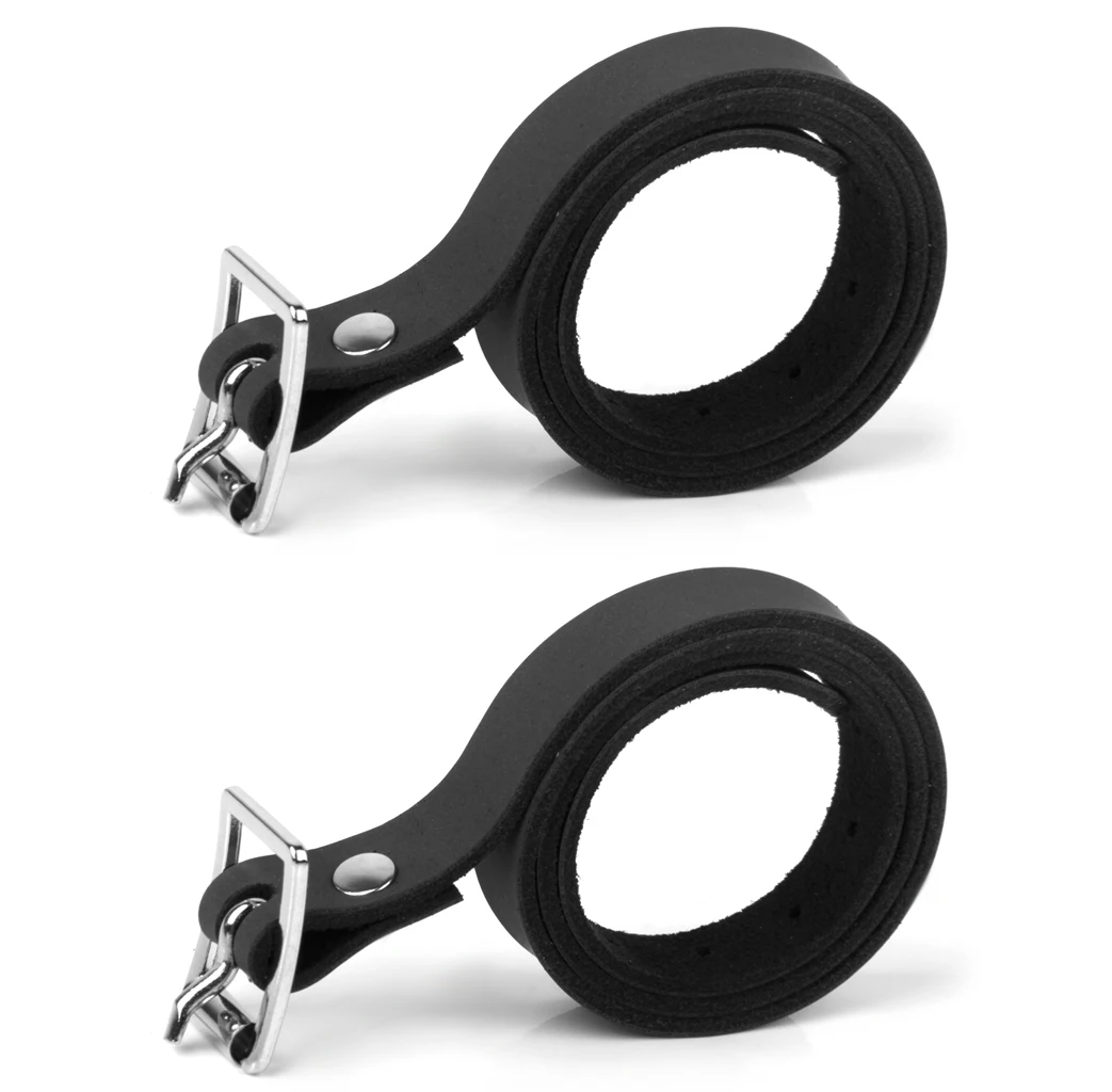 

2 pcs Cow leather Horse Riding Leather Spur Straps with Alloy Buckle Equestrian Durable Sturdy Equestrian Accessories Black