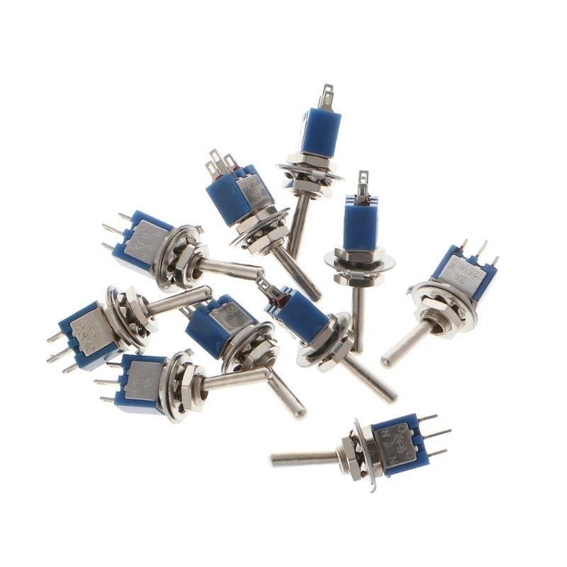 10 Pcs AC 250V/1.5A 125V/3A SPDT 3-Pin On/On 2 Position Mini Toggle Switch Blue | Обустройство дома