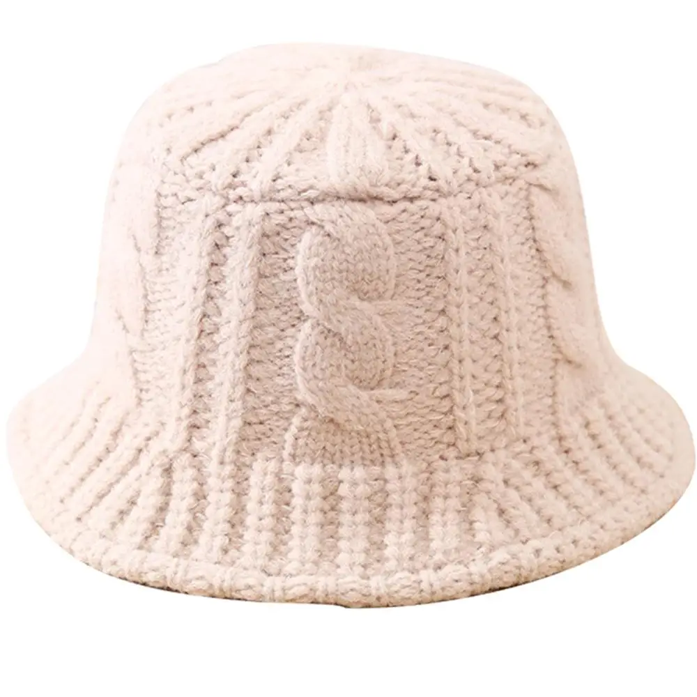 

Women Winter Chunky Braided Cable Knitted Dome Bucket Hat Solid Color Twist Striped Short Brim Packable Fisherman Cap