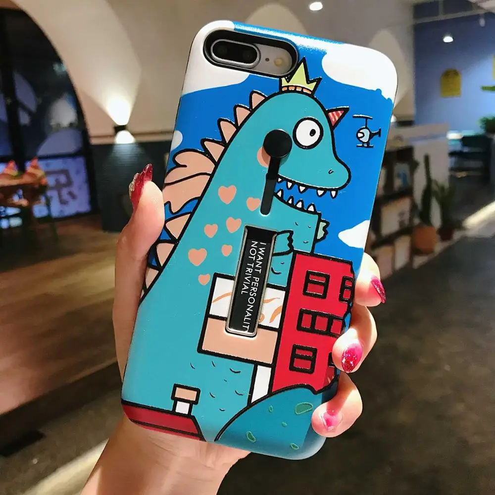 Чехол AXBETY для iPhone XR 11 Pro XS MAX X, модный мультяшный чехол с петлей на палец и кольцом для iPhone 8, 6, 6 S, 7 Plus, скрытый чехол-подставка - Цвет: Y23