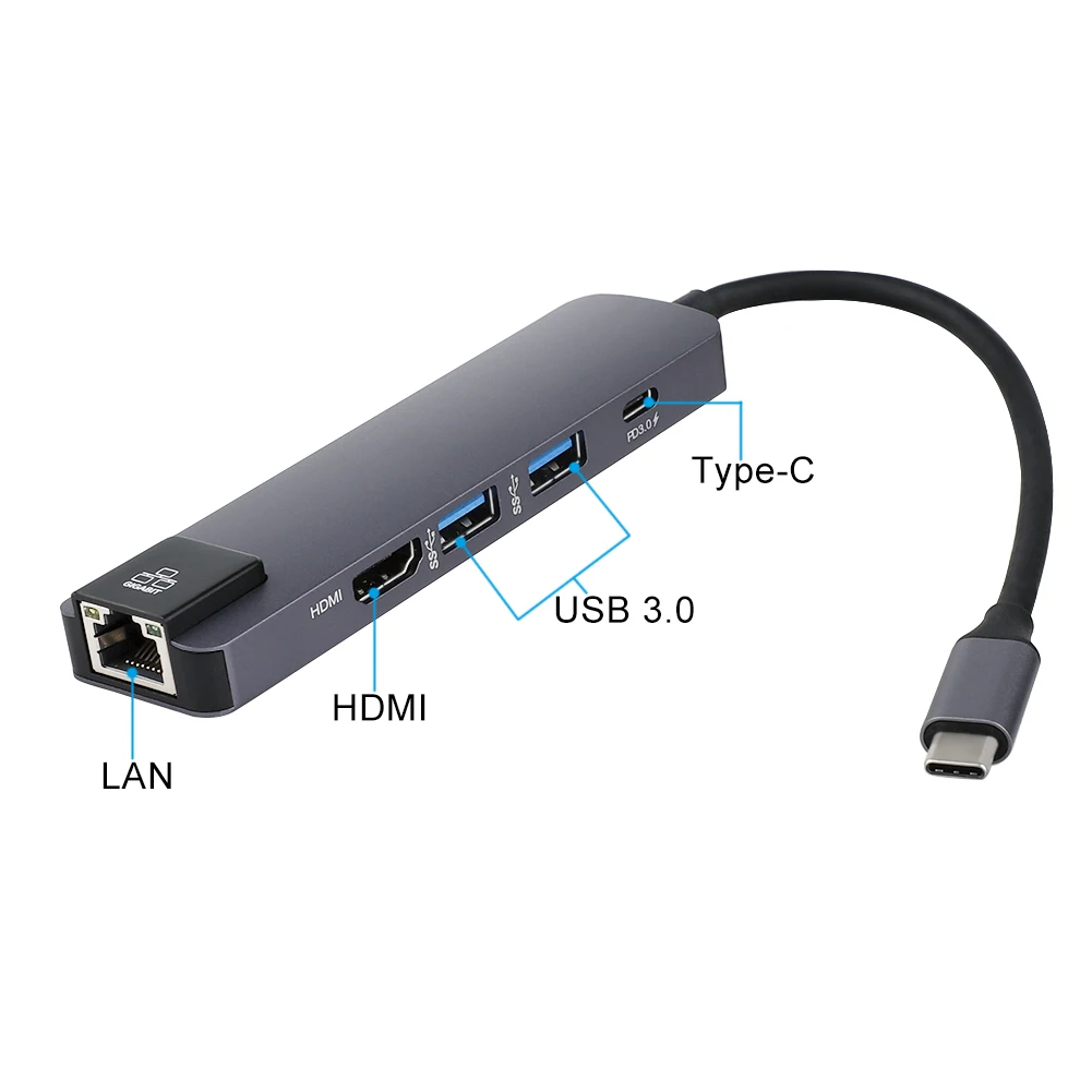 Концентратор USB C 4K HDMI 2 3 0 зарядное устройство PD гигабитный Ethernet Rj45 Lan для MacBook Pro 13/15