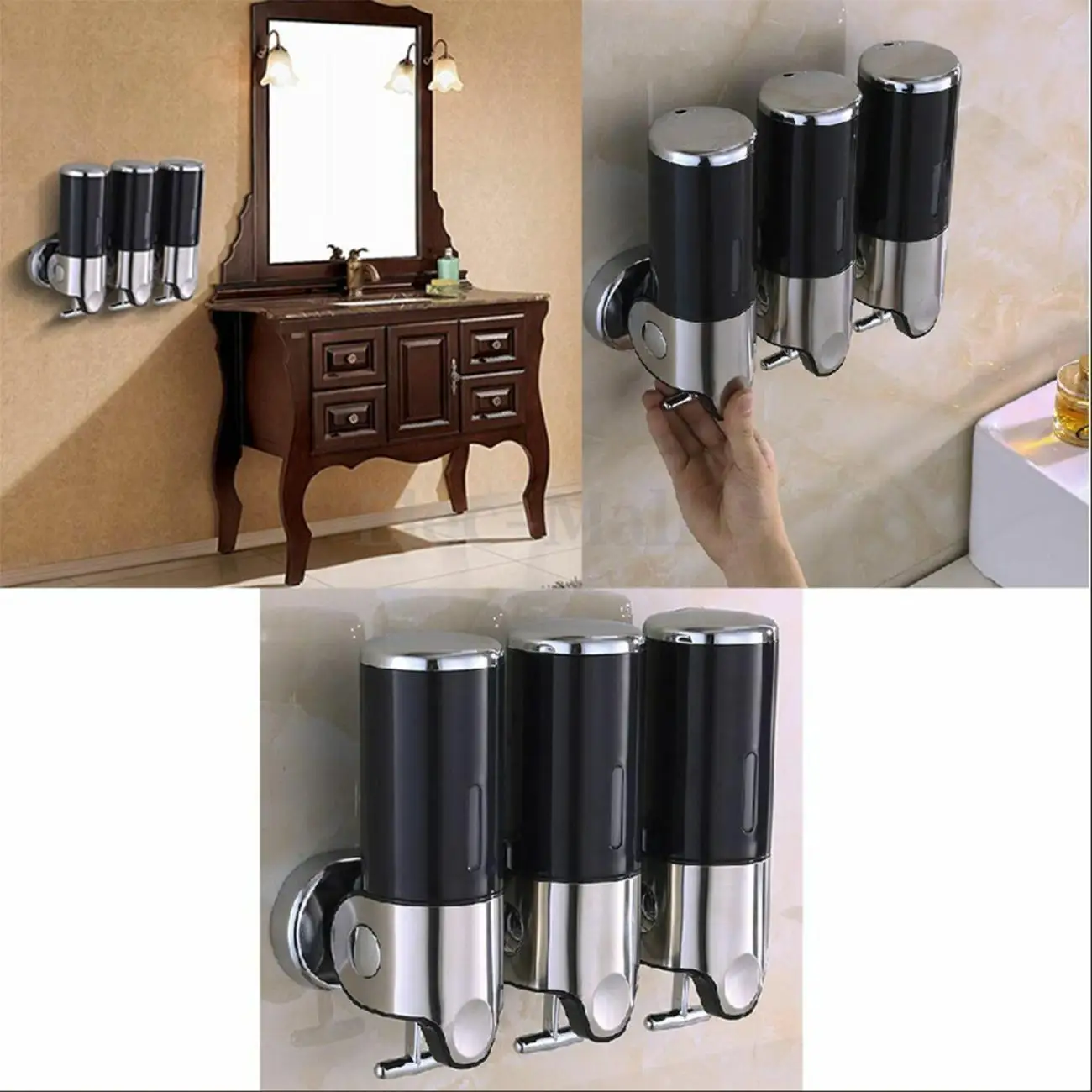 

3x 500mL Wall Mounted Bathroom Shower Body Lotion Shampoo Liquid Soap Dispenser