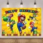 Красный фон для фотографий Super Marios Bros, декор для стола для вечеринки, детский день рождения, мультяшный фотофон, виниловый фотофон