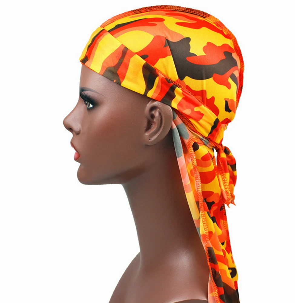 Тюрбан с принтом для мужчин Шелковый головной убор Durag модная камуфляжная