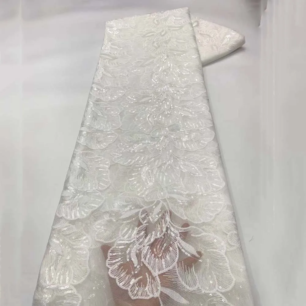 Новейшая белая африканская французская сетчатая кружевная ткань с