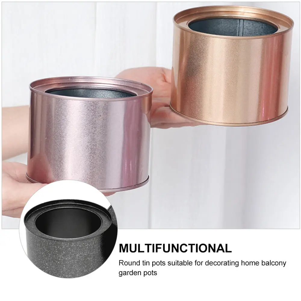 

4Pcs Household Green Plant Pot Delicate Flower Pot Tinplate Elegant Flower Jar