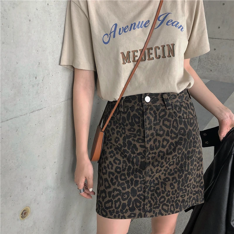 

women Sexy high waist Leopard print denim skirt 2020 Summer bodycon pencil skirt Streetwear women fashion casual mini skirt2020