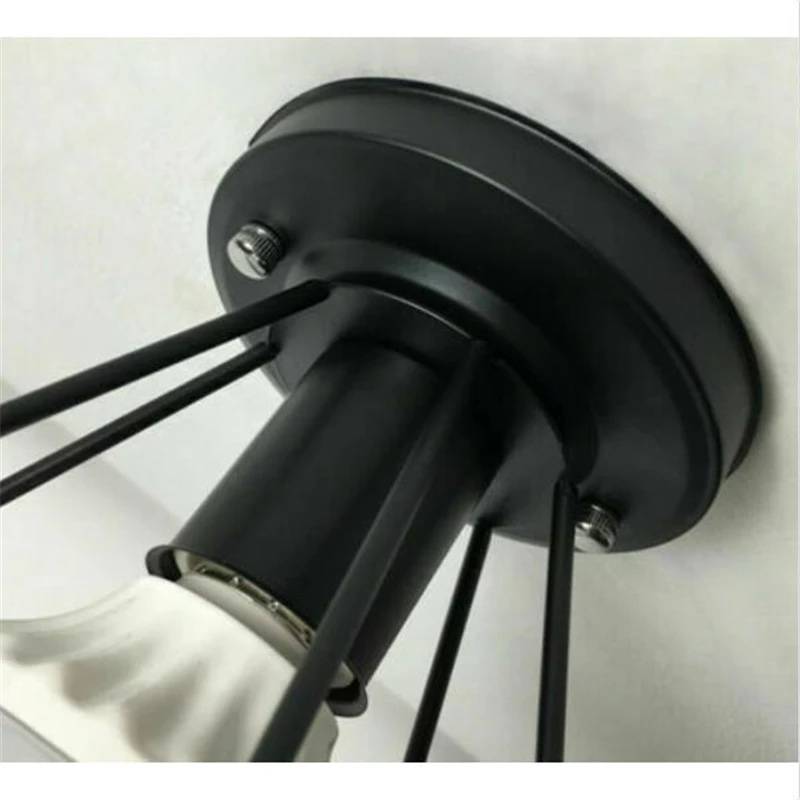 Винтажный подвесной светильник в металлической клетке люстра стиле индастриал