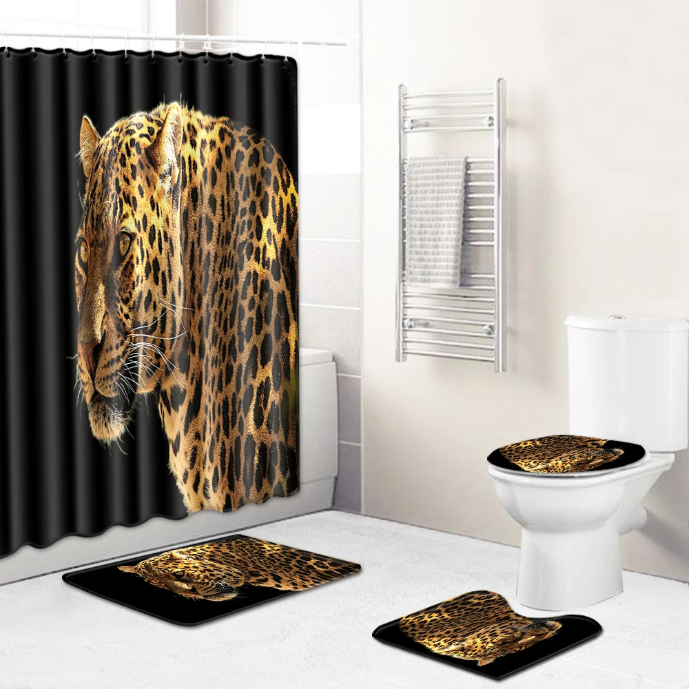 4 шт./компл. дикое животное тигр душ Шторы коврик для ванной Ванная комната Туалет