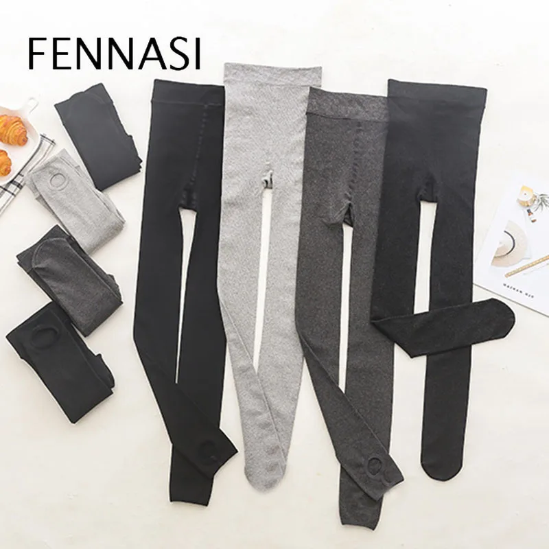 FENNASI, зимние теплые сексуальные женские колготки, черные чулки, женские компрессионные колготки с высокой талией, Harajuku, колготки для танцев в Вертикальную Полоску
