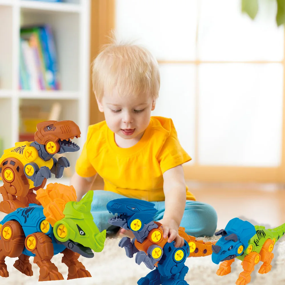 Juguetes de dinosaurios para ni&ntilde;os y ni&ntilde;as, conjunto de ingenier&iacute;a de construcci&oacute;n artesanal, juguetes de aprendizaje, regalo de Pascua para ni&ntilde;os de 3 a 10 a&ntilde;os-5