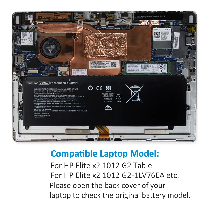 

Kingsener JI04XL HSTNN-UB7E Laptop Battery For HP Elite X2 1012 G2 G2-1LV76EA 901247-855 901307-541 HSN-I07C 7.7V 6110mAh