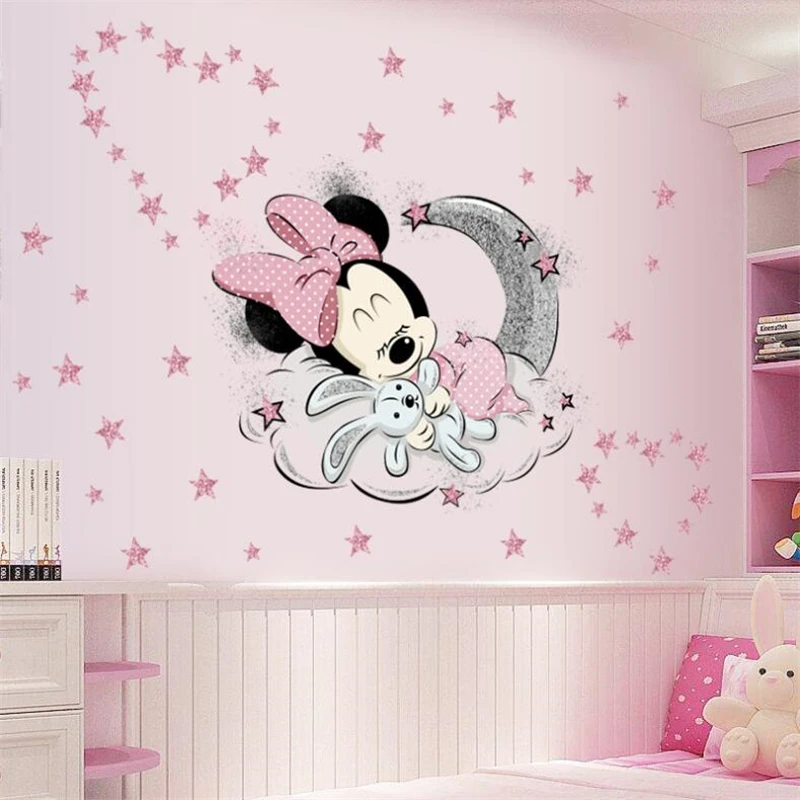 Cartoon Mickey Minnie wall stickers for kids room Princess Room Sticker Disney Movie Poster Bedroom decoration | Дом и сад