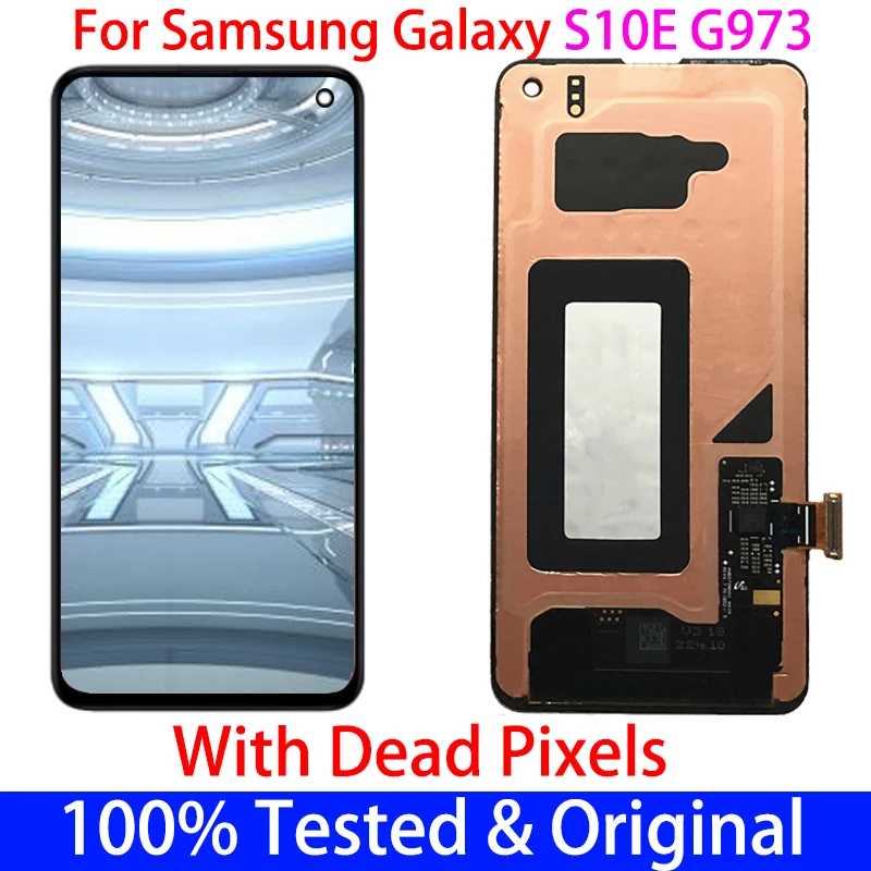 

Original S10E With Spot LCD For Samsung Galaxy S10 E G970 G970F Display+Touch Screen Digitizer Assembly replacement Frame