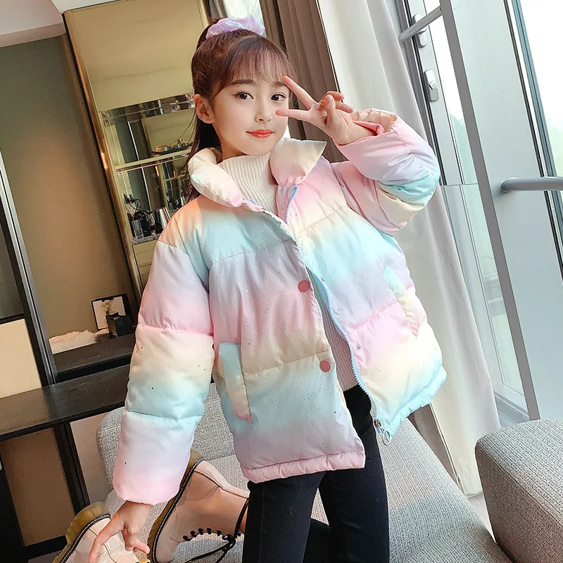 

Girls Baby's Down Coat Jacket Outwear 2021 Sequins Thicken Autumn Winter Hooded Keep Warm Zipper Children's Clothing