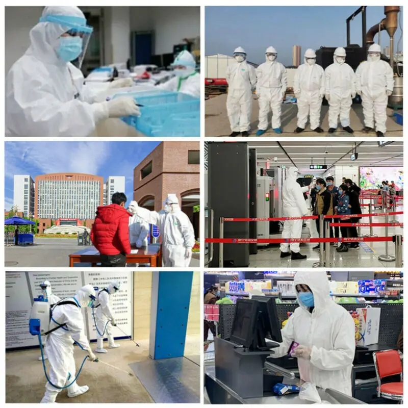 Защитный костюм белого и синего цвета многоразовая защитная одежда