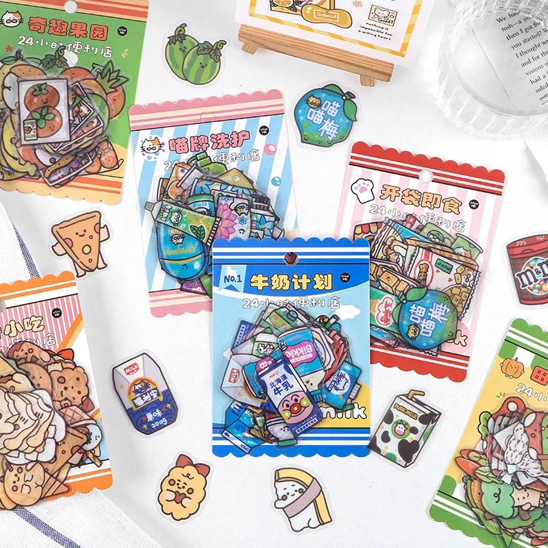

Journamm 40pcs PET Food Stickers Art Supplies Japanese Word Stickers Aesthetic Deco Stationery Scrapbooking Stickers In Notebook