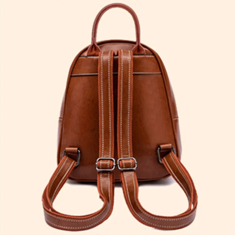 Кожаные женские рюкзаки для путешествий девушек и студентов модные трендовые