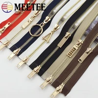 1pc meetee 80100120cm auto lock metal zipper double slider zippers for jackets coat diy bag clothing sewing accessories