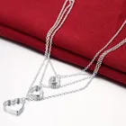 Женское ожерелье из серебра 925 пробы, с цепочкой в виде трех сердец