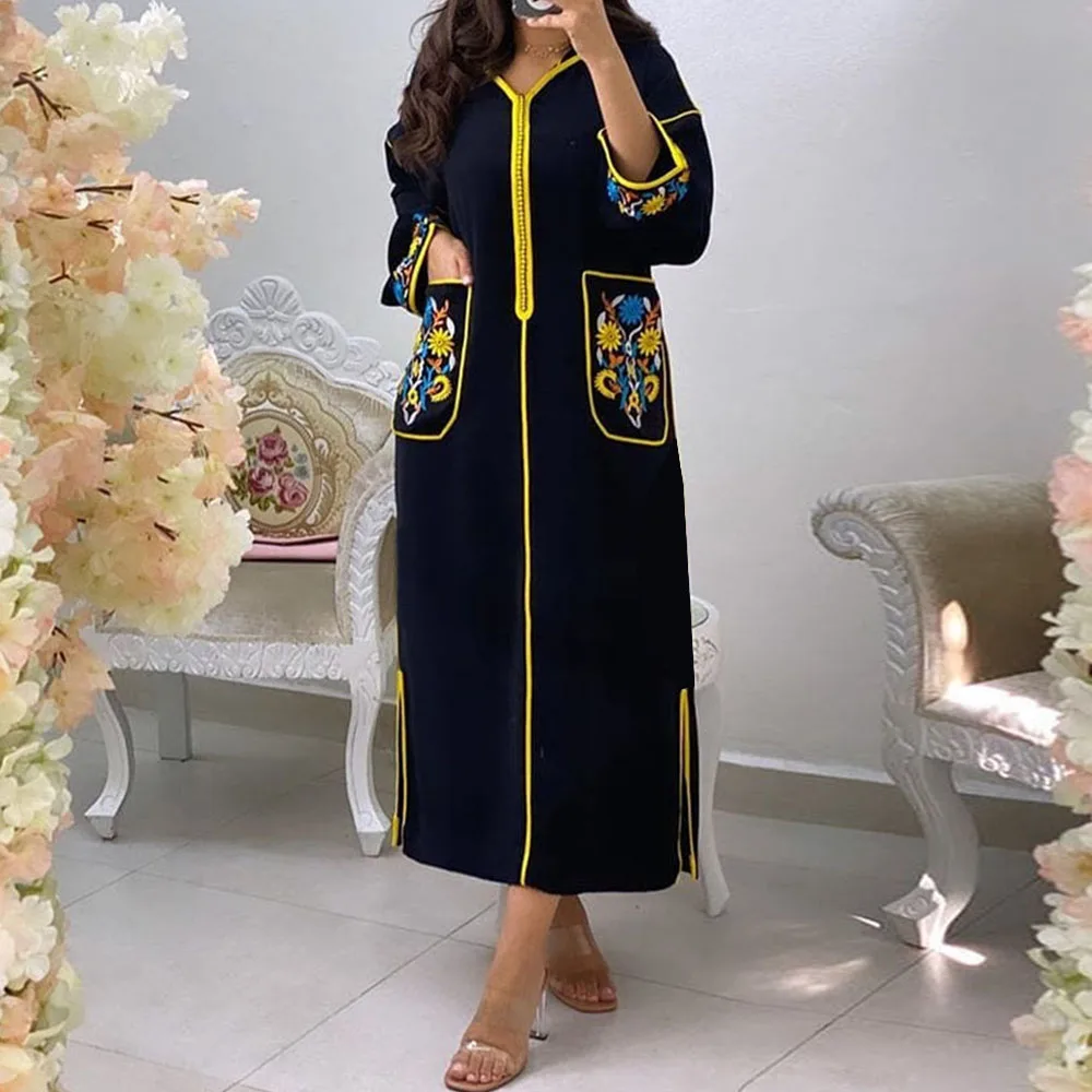 

Jellaba Dress Muslim Autumn Women Long Retro Loose Dresses Luxury Vintage Zipper Turkey Party Maxi Femal Vestiods India Islam