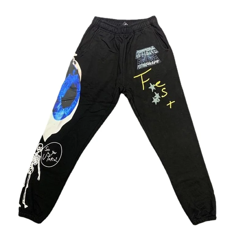 

22SS High Quality 1:1 Graffiti Cactus Jack Pant Men Women EU Size 100% Cotton TRAVIS SCOTT Trousers Casual Four Seasons Berserk