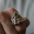 Мужское Винтажное кольцо в виде осьминога, зеленое кольцо с треугольным глазом из карбида вольфрама, классические аксессуары, ювелирные изделия в готическом стиле, 2021