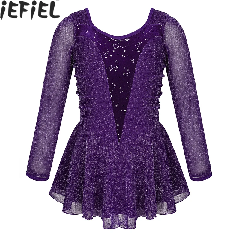 

Детское бархатное платье с длинным рукавом и блестками для девочек