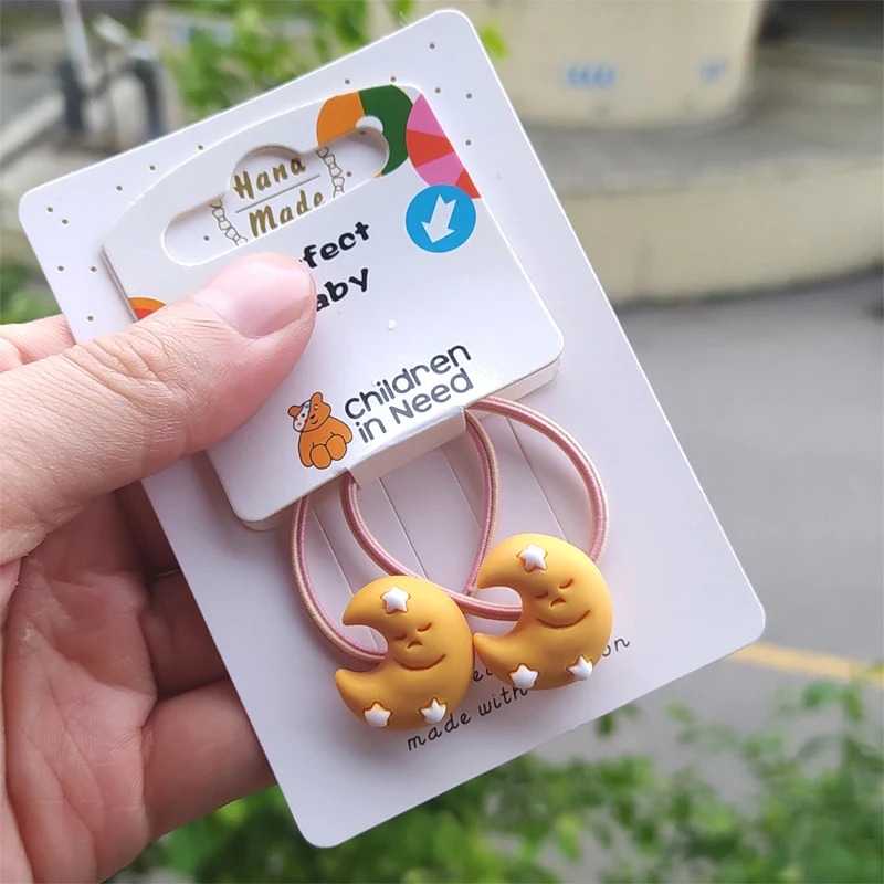 

2PCS Cute Cartoon Clouds Stars Moon Princess Headwear Kids Elastic Hair Bands Children Tie Rope Girls Accessories Baby Headdress