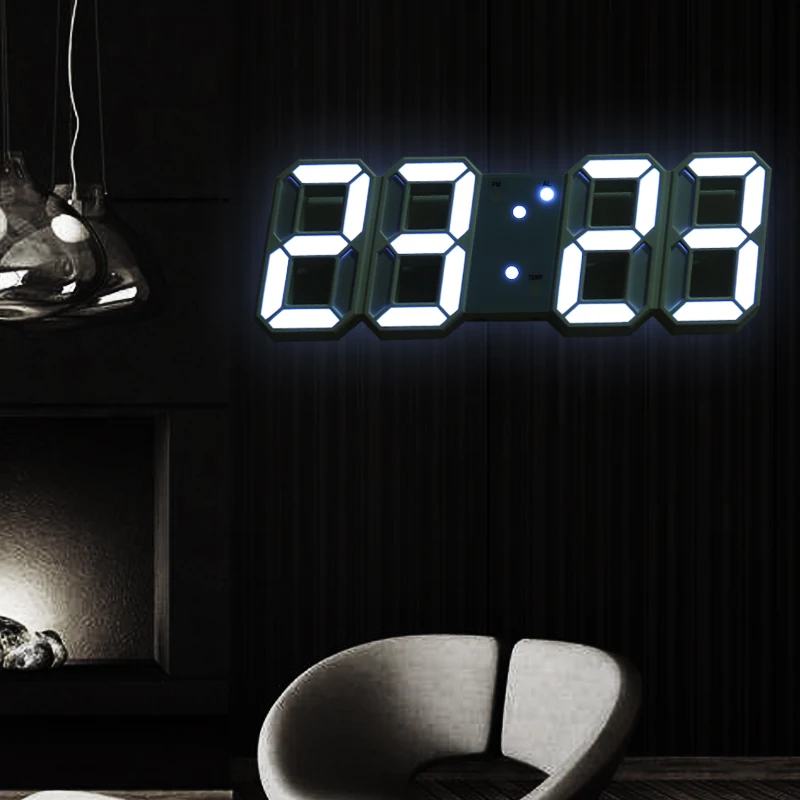 Современный DigitalTemperature 3D цифры настенные часы время Дисплей Светодиодный