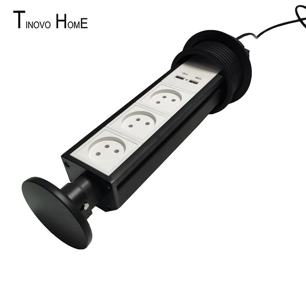 Штепсельная розетка европейская стандарта США и Австралии кухонная выдвижная