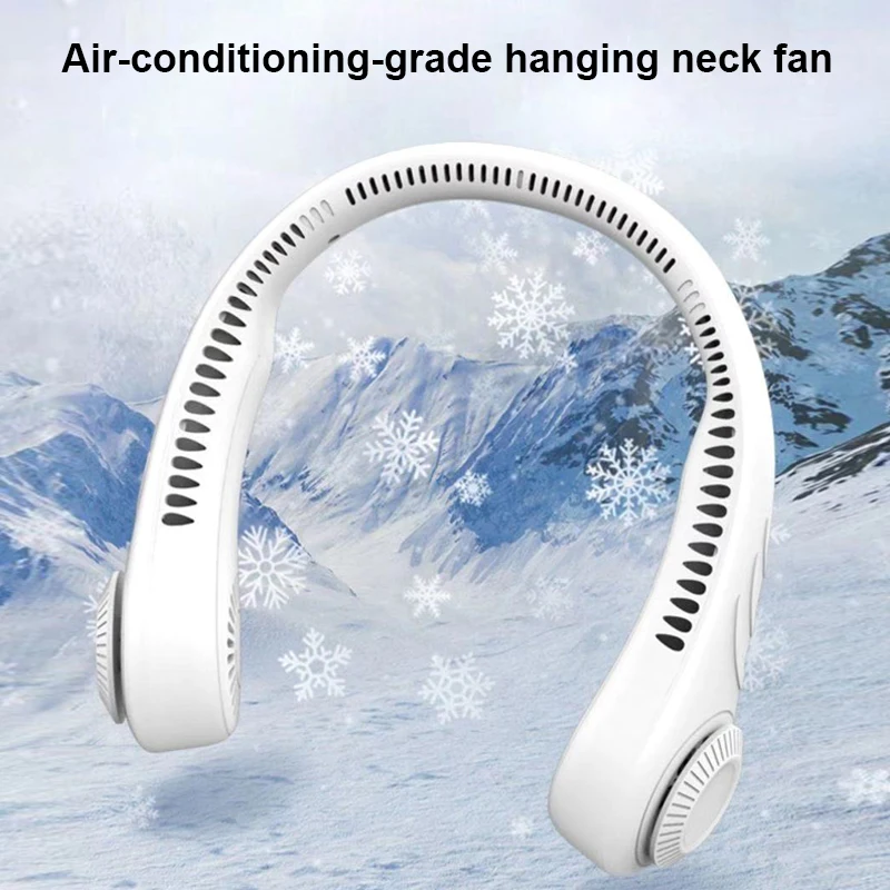

Neck Fan Silent Sports Fan Outdoor Portable Mini Leafless 360 Degree Lazy Neckband Fan 78 Surround Air Outlets USB Rechargeable
