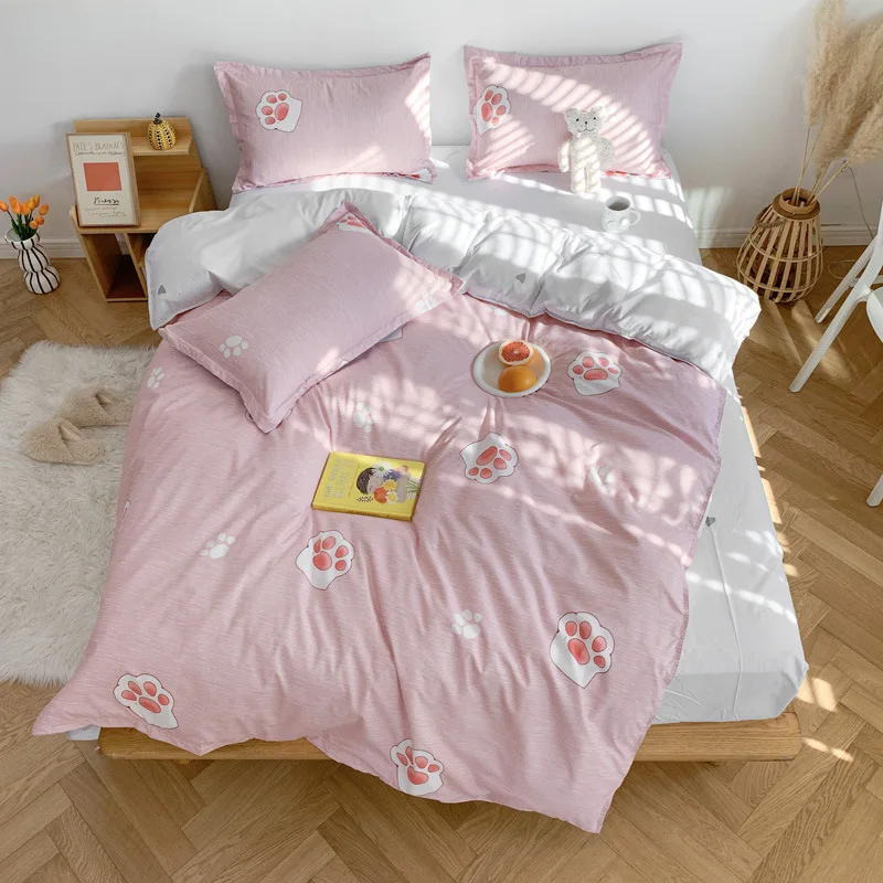 

Cute Fashion Bedding Set Of Three Aloe Cotton Bed Sheets Quilt Cover Bed Sheets Set Of Four Queen Bedding Set King Size