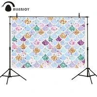 allenjoy mermaid cartoon background for photography colorful scales glitter twinkle sequin backdrops baby shower birthday banner