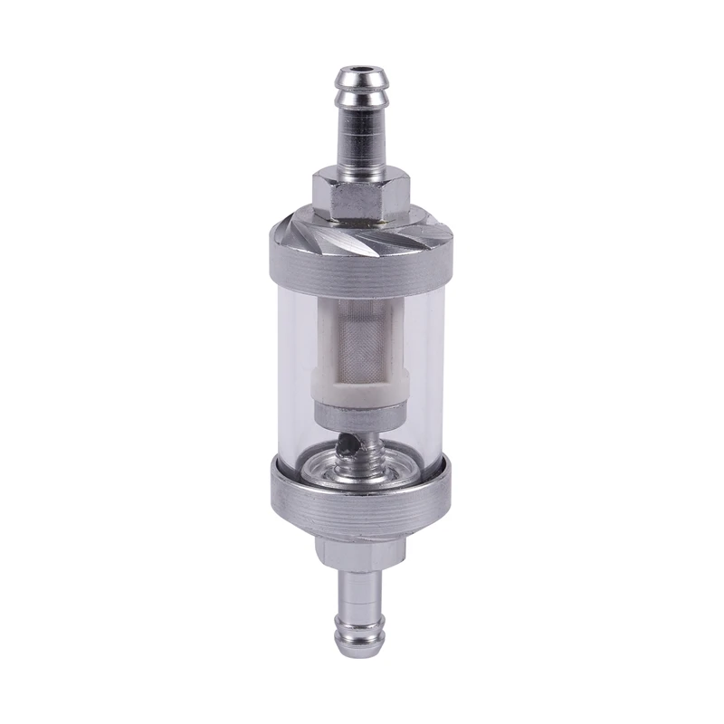 

Universal Chrome Glass Fuel Petrol crude oil engine Inline Filter 5/16 "8mm Silver