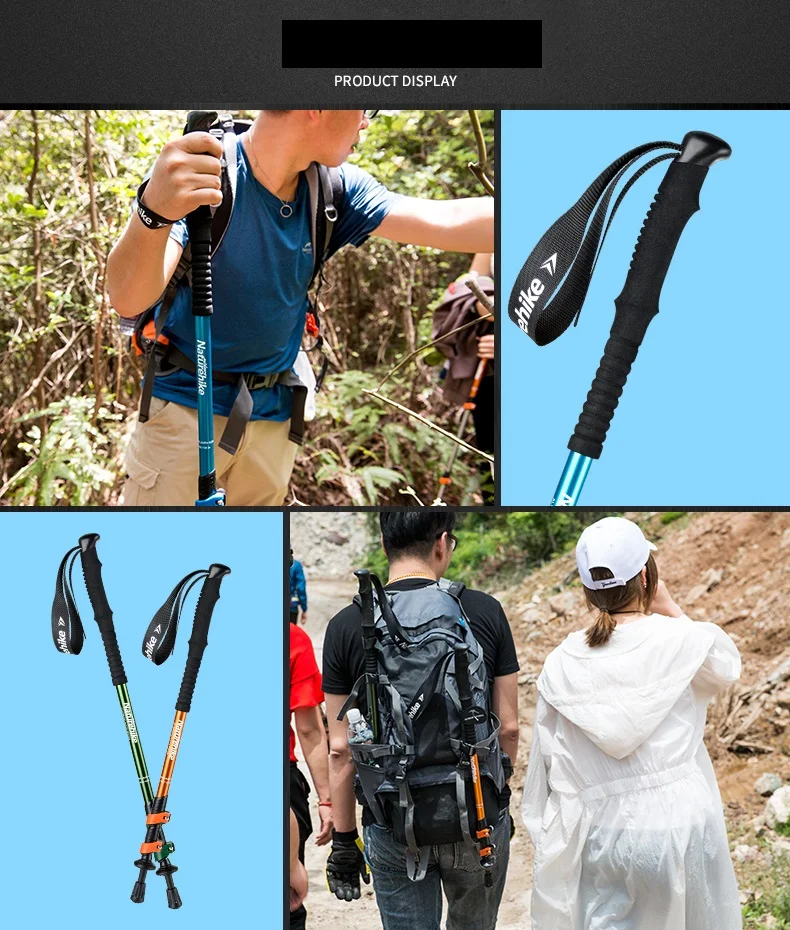 Naturehike открытый алюминиевый сплав палочки 3 секционный Регулируемый трости палки