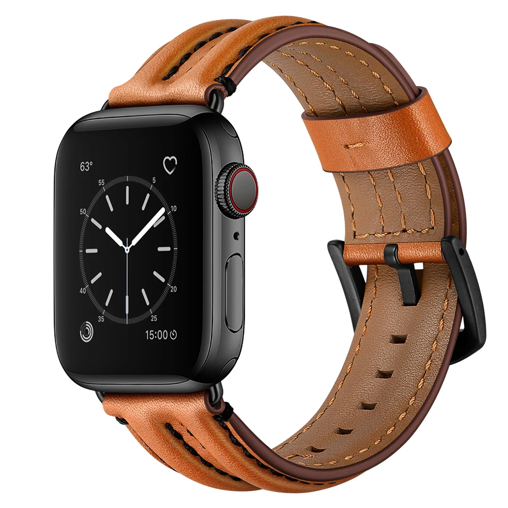 Элитная кожаный ремешок для наручных часов Apple Watch 38 мм 40 42 44 ремешки iWatch серии на