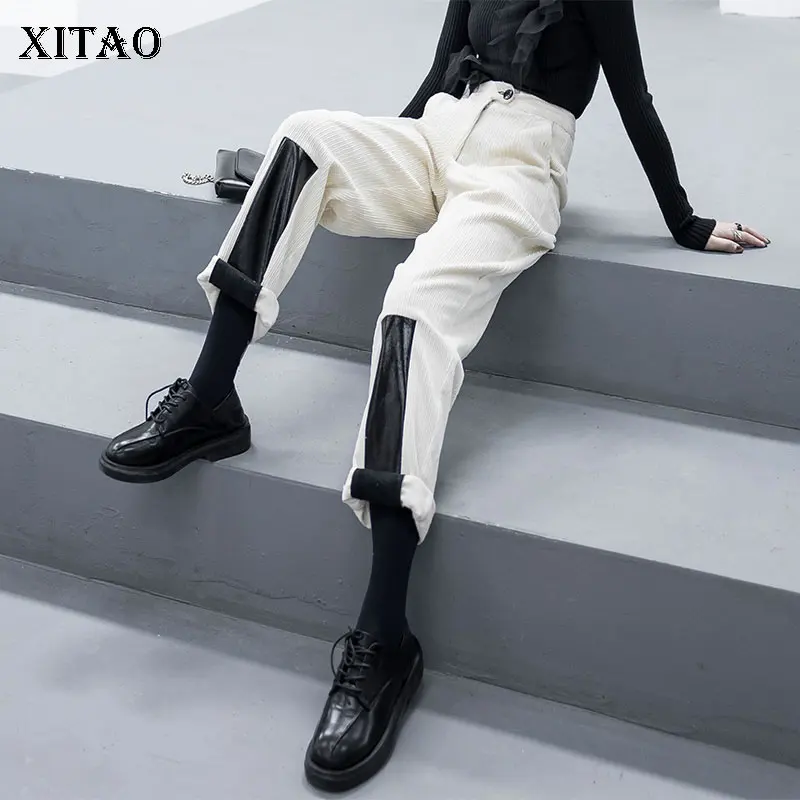 XITAO/штаны шаровары из искусственной кожи с высокой талией Новинка 2020 года