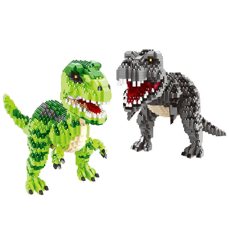 

1457pcs+ 16089 16088 Mini Blocks Green Dinosaur Building Toy Classic Model Jurassic Park Figure Toys Home Fun Game
