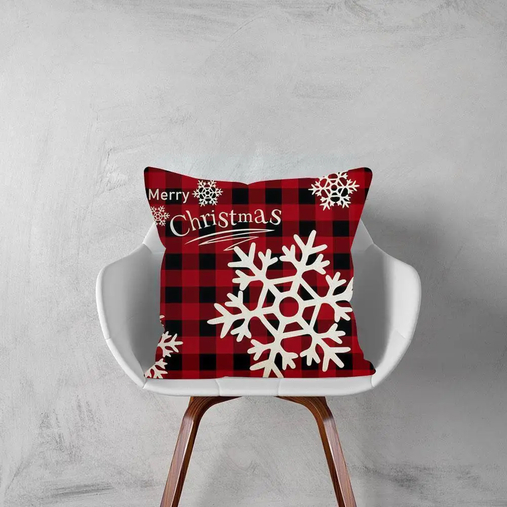

Рождественская Наволочка 18x18 дюймов, красная и черная, буйвол, искусственная кожа, декоративная клетчатая решетка Pillo L7o8