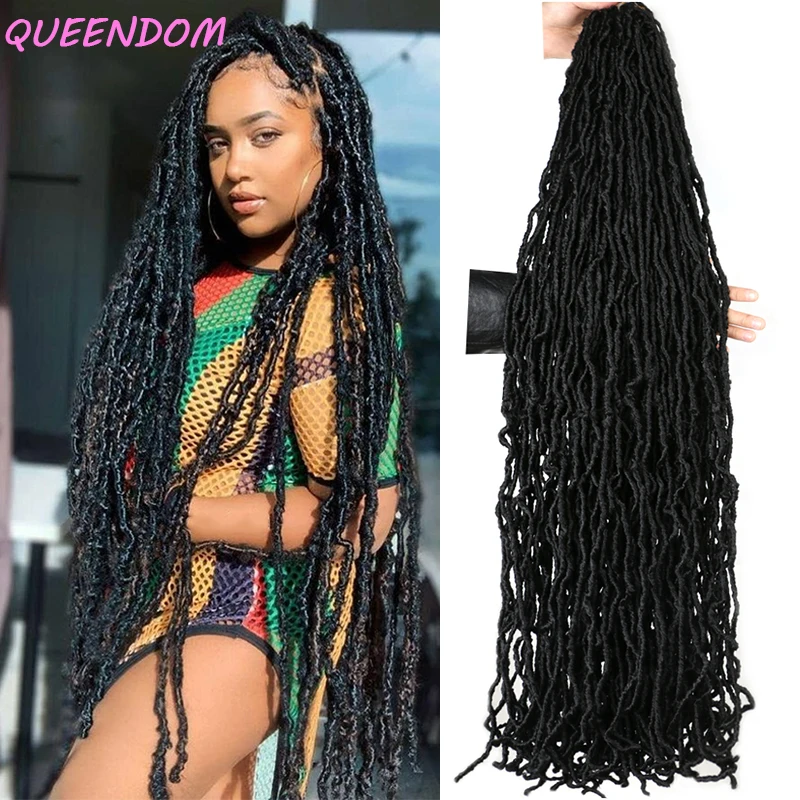 

36 Inch Messy Boho Nu Soft Locs Curly Crochet Hair Natural Goddess Faux Locs Ombre Synthetic Afro Dread Braiding Hair Extensions