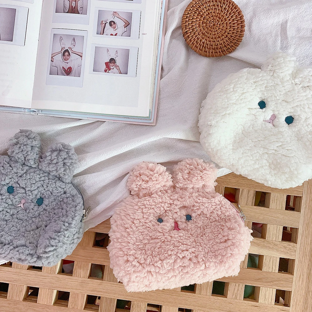 Мультяшный Плюшевый единорог кошелек для монет милый кот мех круг девочек клатч