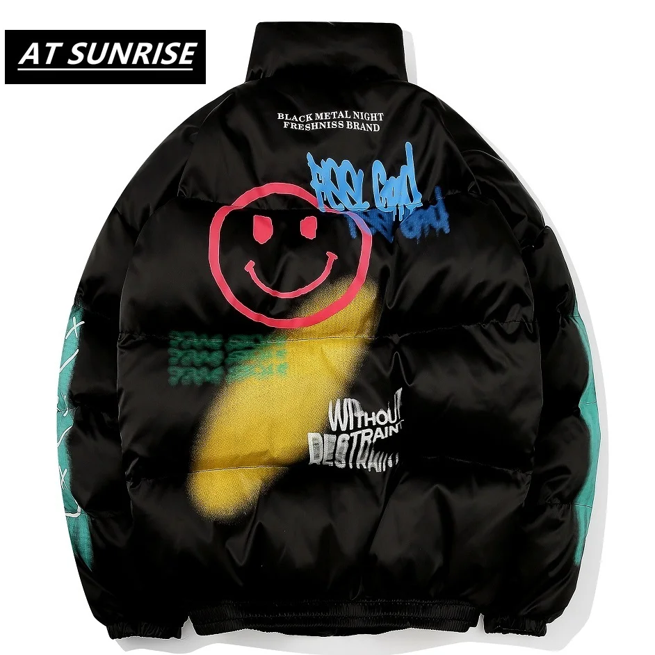 Мужская/женская уличная куртка с принтом граффити в стиле хип-хоп толстая зимняя