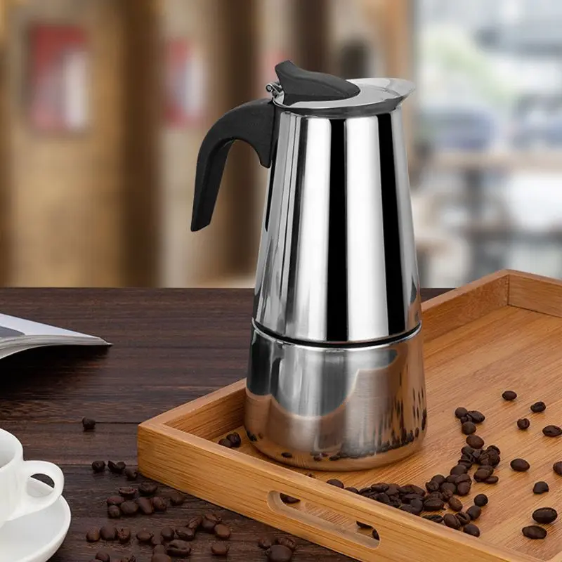 

Stainless Steel Kettle Coffee Maker Coffee Brewer Kettle Pot Portable Espresso Moka Pot Pro Barista Pot 100ml/200ml/300ml/450ml