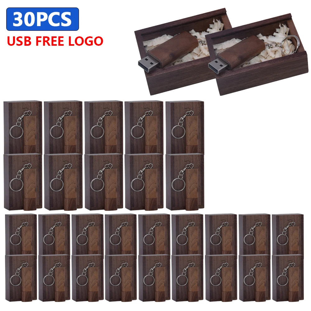 

Флэш-накопитель usb 2,0 деревянный с брелоком, 16/32/64/128 ГБ, 30 шт.