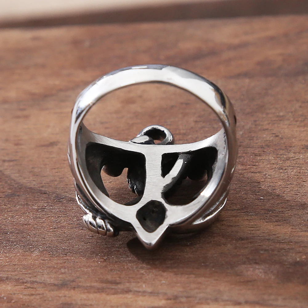 

Vintage Nordic Pirate Stainless Steel Sailor Anchor Ring Amulet Jewelry Punk Hip Hop Hollow Biker Viking Ring Men Gift Wholesale